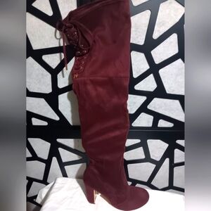 BetseyVille + Target - Heeled Over-the-knee Boot - Wine, Gold - Sz 8.5